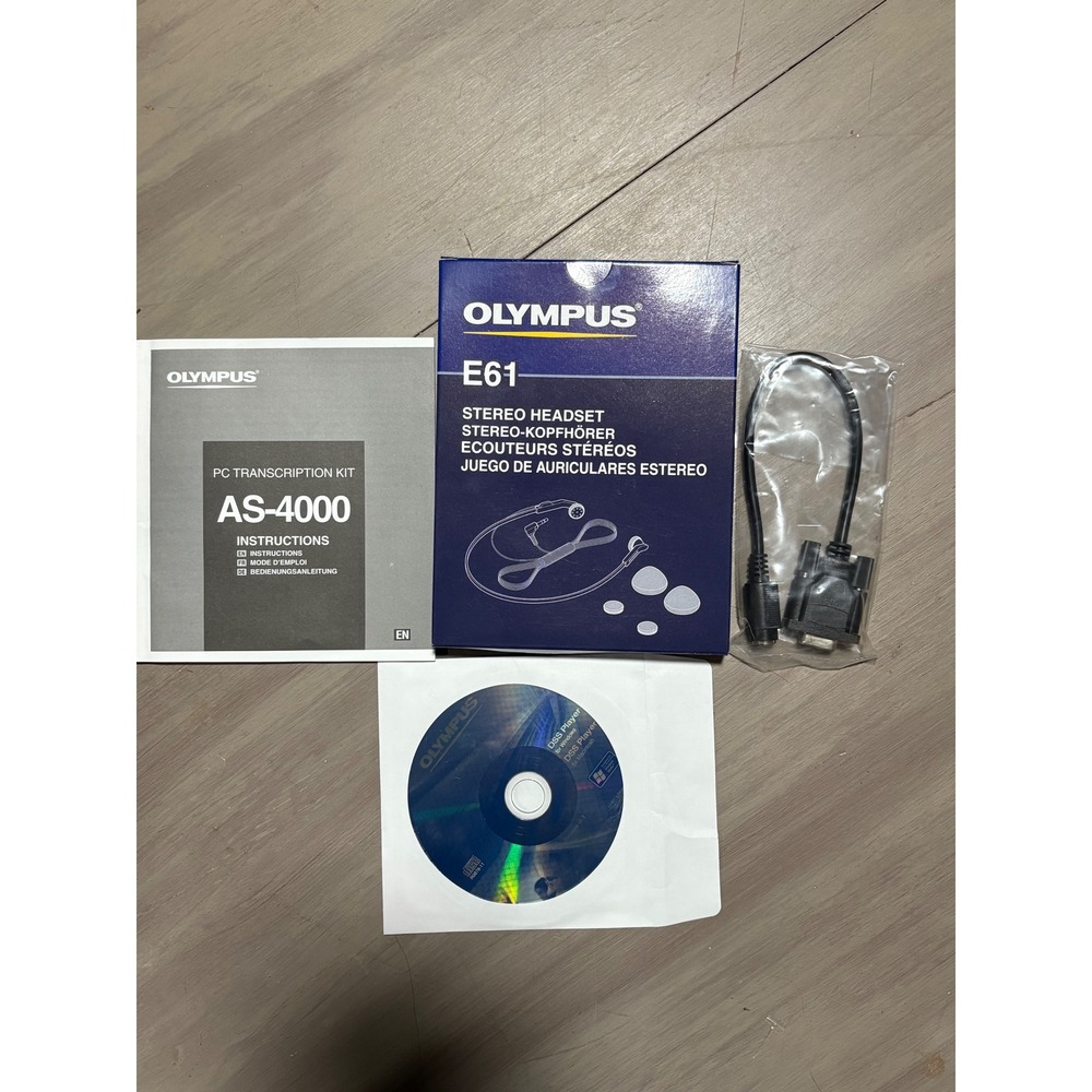 Olympus AS-4000‎ PC Transcription Kit E61 Stereo Headset DSS Player Software CD